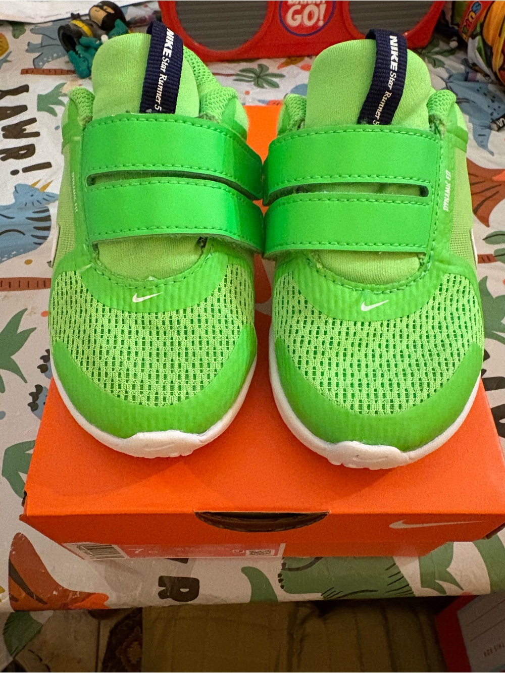 Nike Bright Green Kids' Velcro Athletic Sneakers